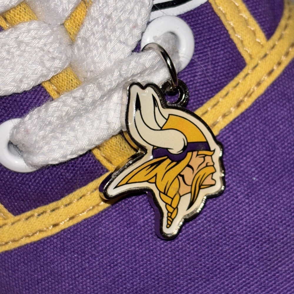NFL Womens Sz 6.5 Minnesota I Love The Vikings Football Canvas Shoes Purple - Picture 10 of 13